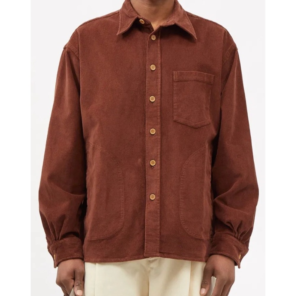 Acne Studios Mens Rust Orange Satlent Corduroy Shirt Jacket Size 44 US XL Lux‎